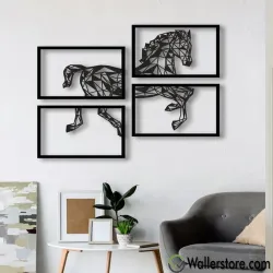 4 Pcs Box Style Horse Wooden Wall Art