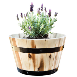 Round Wooden Farmhouse Planter